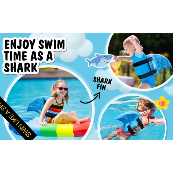 Pool Training Kickboard for Kids Float Shark Fin EVA Blue Belt Accessories