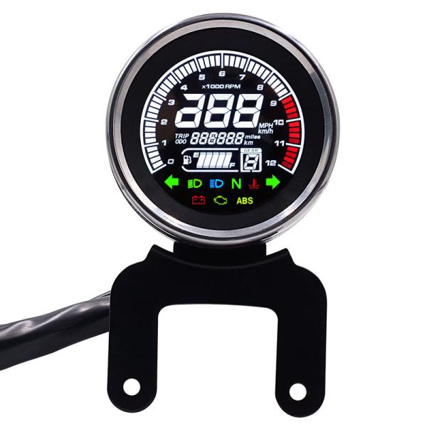 Black 12V Motorbike Fuel Gauge , LCD Universal Motorcycle Cluster