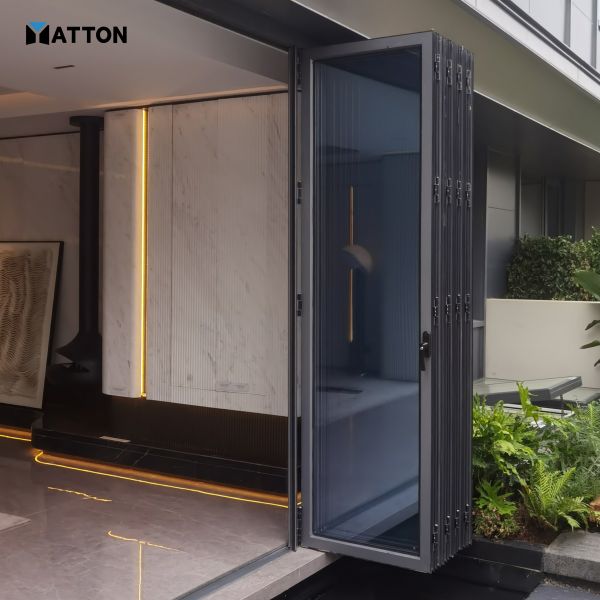 Custom Size Sound Insulation Folding Door Aluminum windows and Door Fabrication Machinery Space Saving Folding Door for Balcony