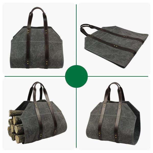 Light Weight Firewood Tote Canvas Log Carrier Waxed Canvas Material Made