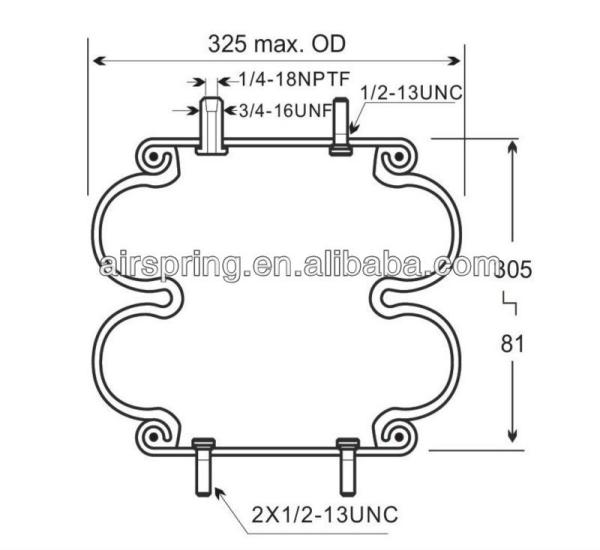 Double convoluted air spring Air suspension Goodyear 2B12-313/Contitech FD330-22 364/Firetone W01-358-7405