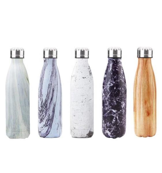 Gym Double Walled Stainless Steel Marble Water Bottles 350ml 500ml 750ml 1000ml