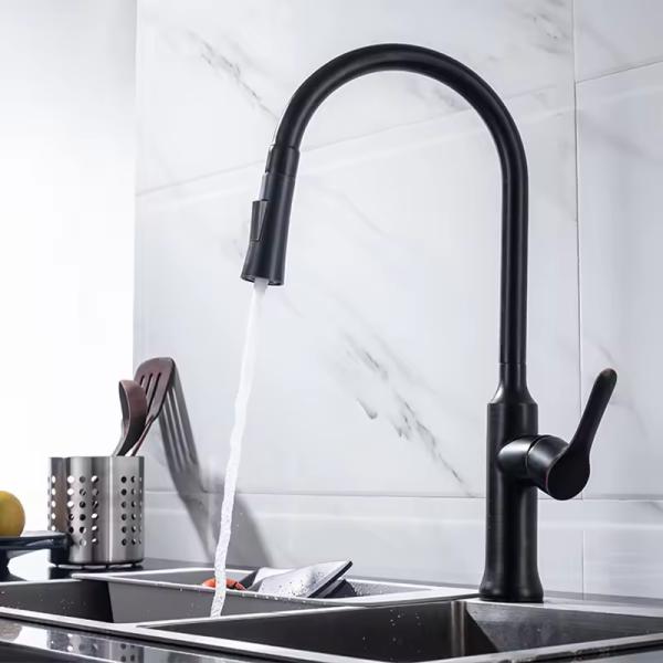 Kitchen Sink Faucet Brass Single Handle Hot Cold Water Mixer Flexible Hose Pull Out Tap
