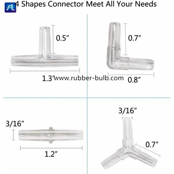 Aquarium Airline Tubing Connectors Black Plastic,Standard 3/16