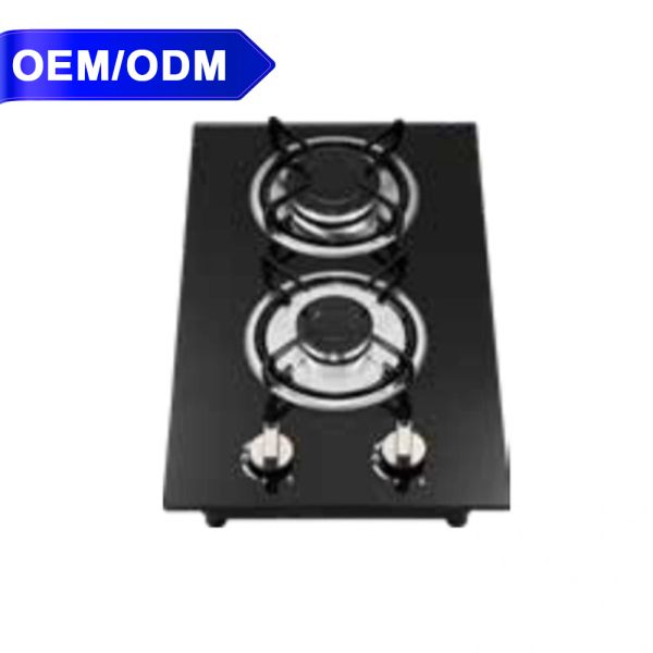 Tempered Glass 2 Burner Gas Cooktop Supplier LPG NG Built In Black Two Burner Gas Stove