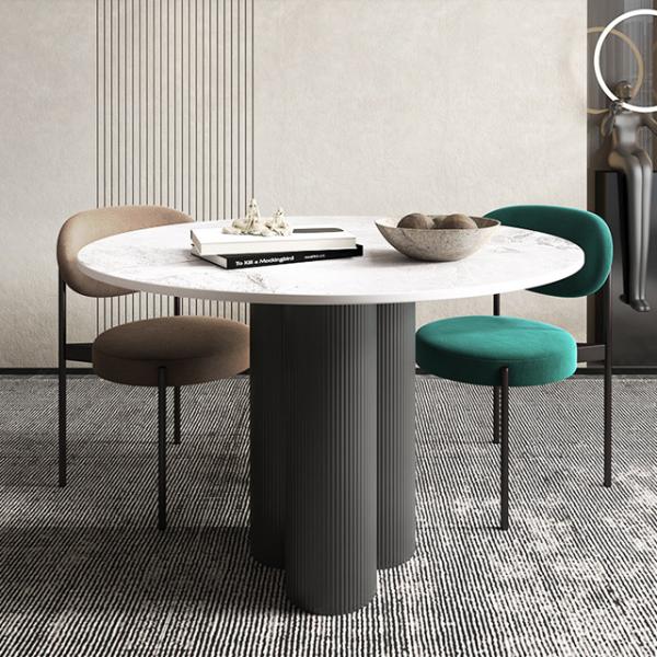 Rock Plate Contemporary Marble Dining Table Round Dining Table Chair