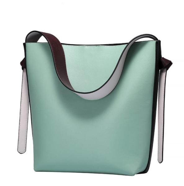 Genuine Cow Leather Shopping Bags Cowhide Bucket Handbags  Women Shoulder Bag