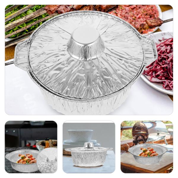 1100Ml 6Pcs Round Tinfoil Pots for Baking Aluminum Foil Pie Pans Lids Disposable Tin Pot