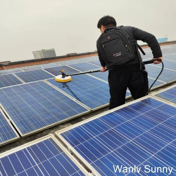 Escovinha de limpeza de painéis solares de alimentação por água elétrica profissional com escova de fibra grande