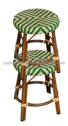 Wholesale Vintage French Country Bar Stools Rattan and Cane Back Bistro Counter Stools Chair