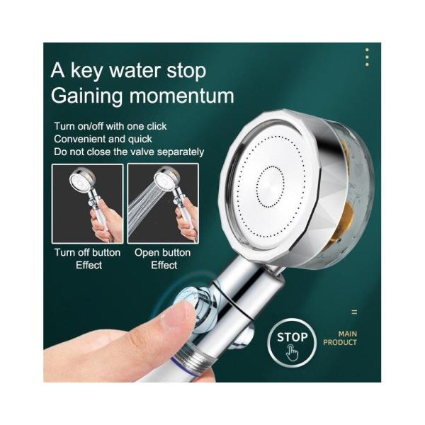 Bathroom ABS 360 Degrees Rotating Turbo Fan And Filtered Water Saving Clear Shower Head With Handheld