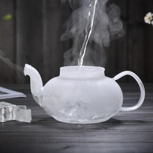 Home Clear Glass Tea Kettle , Blooming Loose Leaf Heat Resistant Glass Teapot
