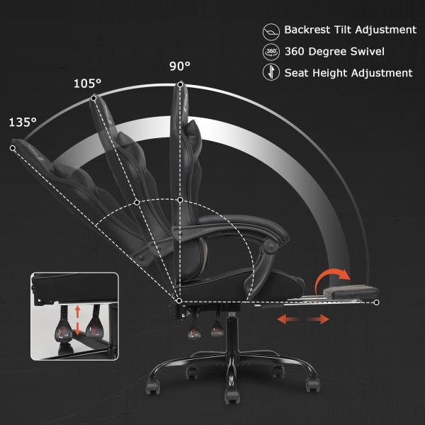 Customized Color High Back Video Ergonomic Racing Metal Type PC Gaming Chair with Footrest