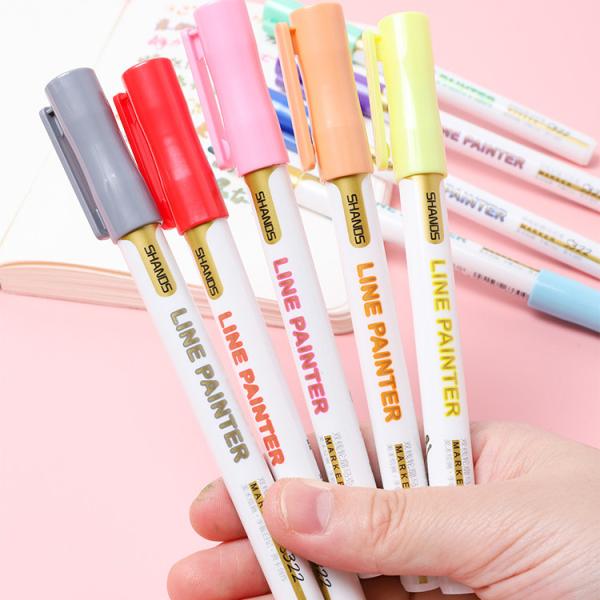 Double line outline pen 9 colors marker highlighter color marker fluorescence pen
