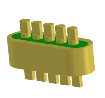 5 Pins Gold Plated Glass To Metal Seal Connectors DC Hermetic Wire Feedthrough