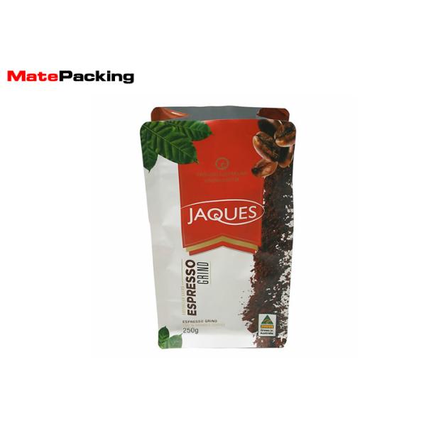 Coffee Resealable Food Pouches , Aluminum Foil Flat Bottom Zipper Pouch