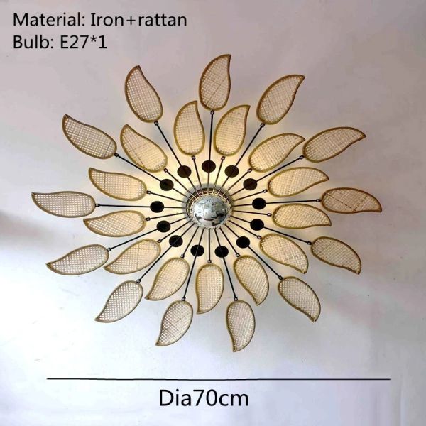 Restaurant Lighting Living Room Parlor Bar Decor Japanese Wicker Art Petal Pendant Light(WH-WP-141)