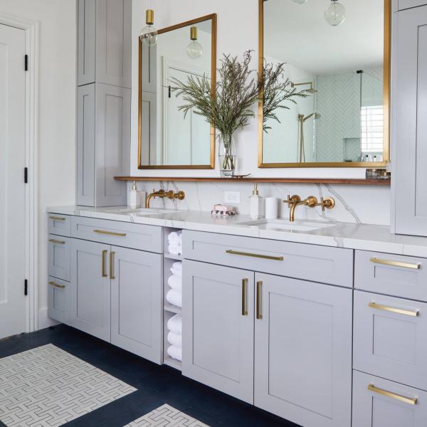 Lacquer Storage Bathroom Vanity Units Modern Luxury Furniture Pale Grey Shaker