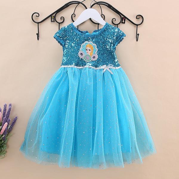 2016 Frozen series Elsa sequins summer new performance costume dress festival party dress with long cloak
