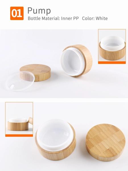 Color Customized Bamboo Cosmetic Jars Logo Engraving With Bamboo Lid 3g 5g 10g 30g 50g