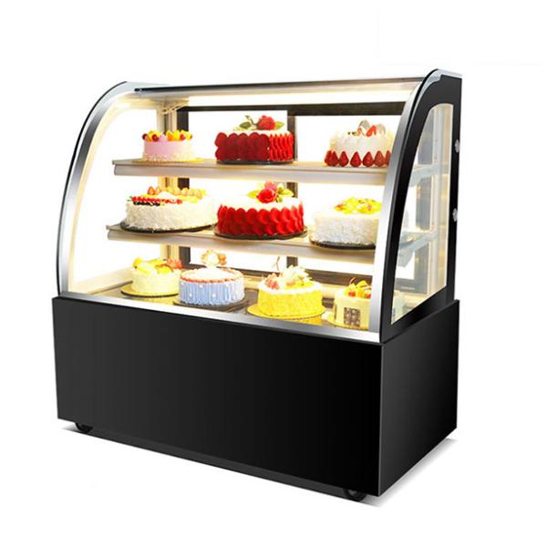 Curved / Right Angled Transparent Glass Stainless Steel Material With Multiple Shelves Cake Freezer
