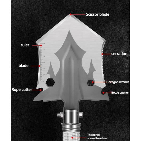 Outdoor multifunctional military shovel, camping survival, mountaineering, fishing, four section shovel, foldable garden