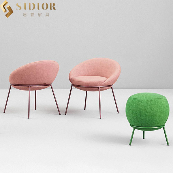 Italian Style Foot Rest Stool Living Room Round Ottoman Stool 42cm Length