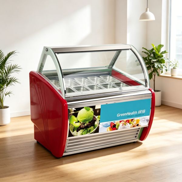 Commercial Stainless Steel Multi-Pan Gelato Display Freezer with Adjustable Thermostat and Danfoss Compressor