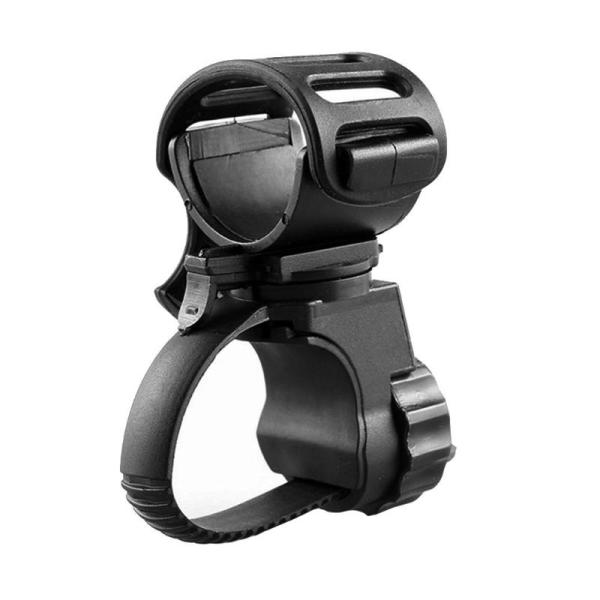 360 Degree Rotatable Front Light Clip Clamp for Bicycle Black Rubber ABS Construction