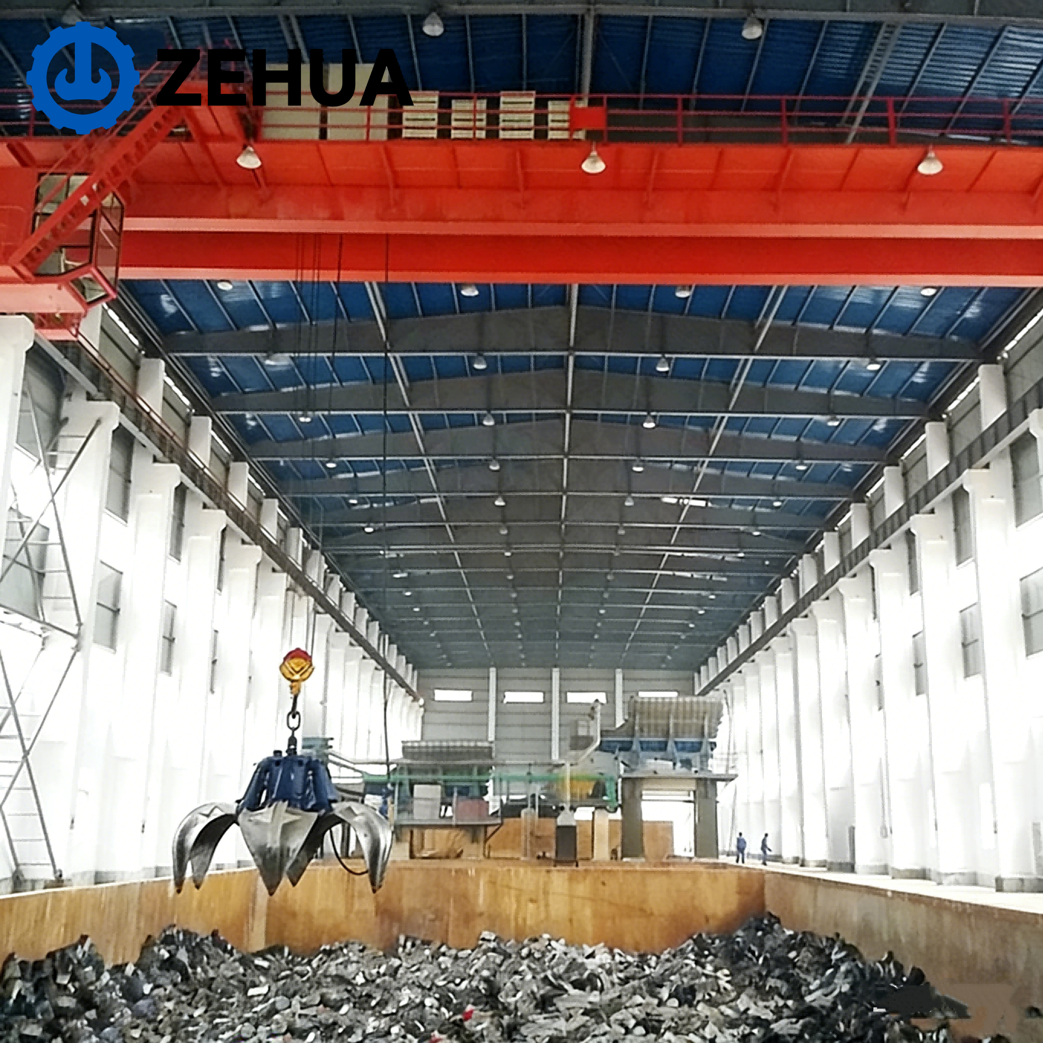 QZ Type Intelligent Grab Bucket Double Girder Overhead Crane with Hydraulic Grab for Waste Disposal Use