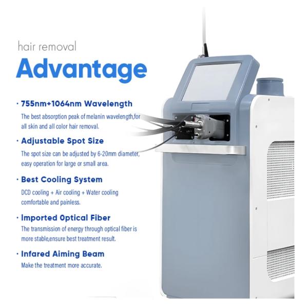 Máquina de depilación por láser de alejandrita de 755nm