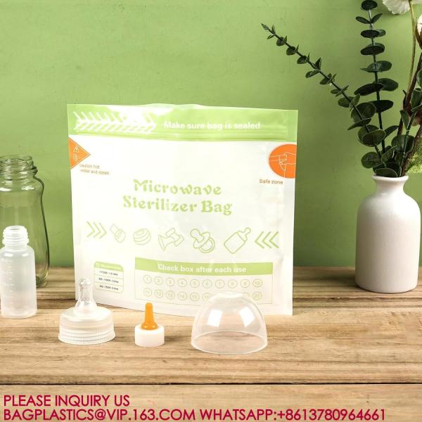 Microwave Steam Sterilizer Bags, Baby Bottle Cleaning Bag Sterilizer Bags Breast Pump