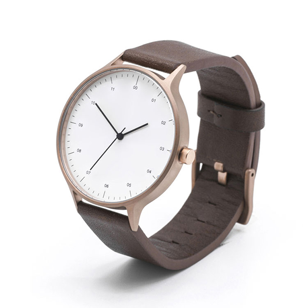 Sanded Rose Gold Leather Wrist Watch Quartz Movement With CE SGS Standard