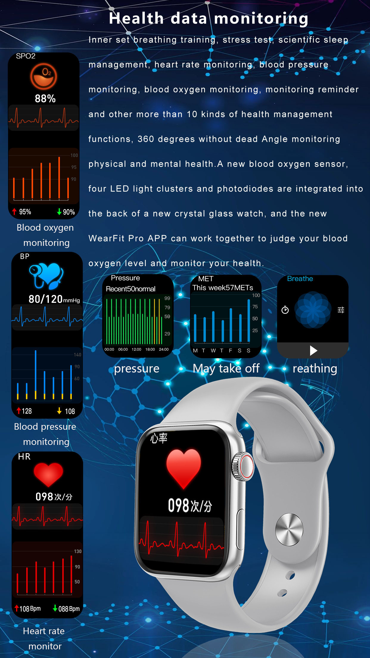 Положительная величина N.B. Smartwatch отслежывателя фитнеса Android5.0 1.75inch IP68 водоустойчивая