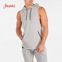 O Activewear atlético dos homens da aptidão cobre o t-shirt sem mangas do Hoodie com bolso do zíper