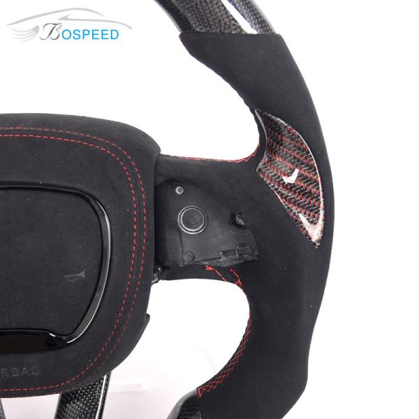 Custom Black Alcantara Dodge Carbon Fiber Steering Wheel Carbon Fiber