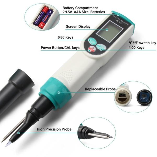 2-in-1 Soil PH Temperature Tester High Precision Meter For Gardening