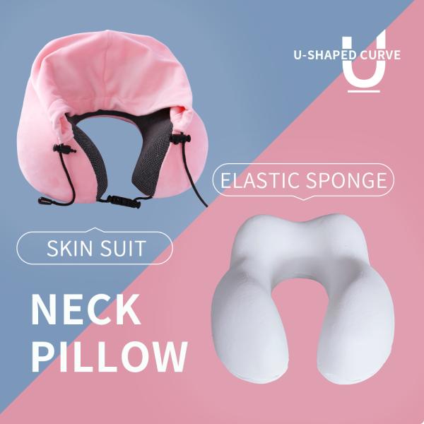 Convenient Hoodie Storage Bag U Shape Memory Foam Neck Pillow for Airline Travel