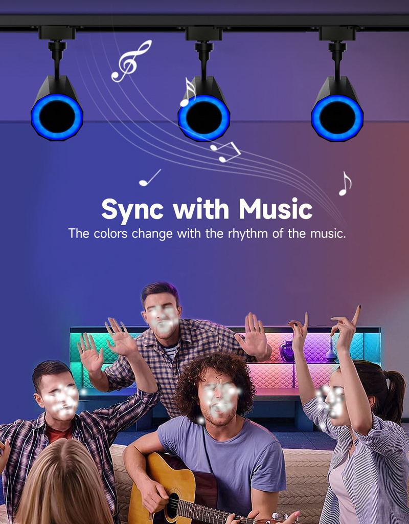 12W Bluetooth 5.3 Speaker Track Light with High CRI >90 for Shop and Room Lighting