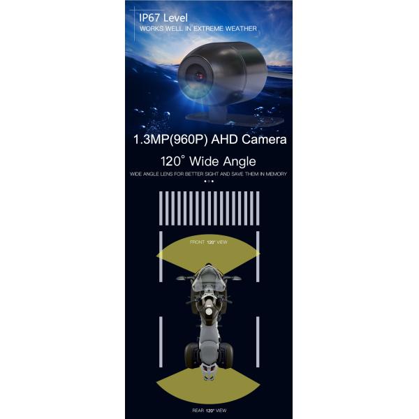 120 Degree 2CH Motorcycle DVR System Support 256GB Storage 1080P