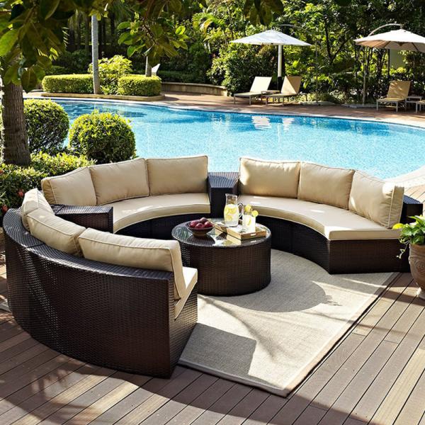 Customized Sizes Rattan Round Day Bed PE Sun Wicker Furniture Outdoor Lying Tent Daybed