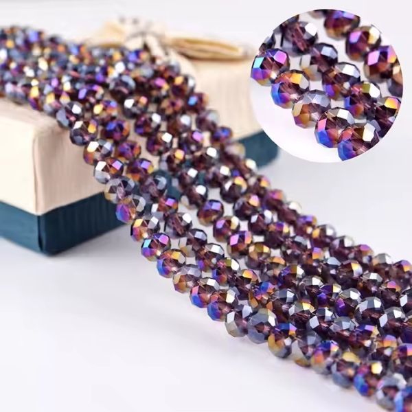 Glass Facetted Beads Lampwork Loose Round Glass Crystal Glass Rondelle Loose Beads