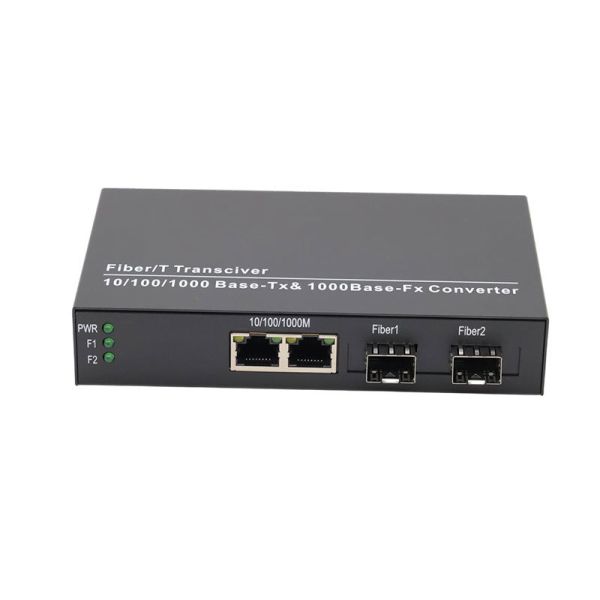 Unmanaged Gigabit Fiber Switch 2 SFP Fiber Ports 2 RJ45 Ethernet Ports