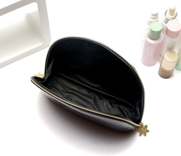 SGS Custom Cosmetic Bags For Ladies , Black Soft PU Leather Makeup Organizer Bag