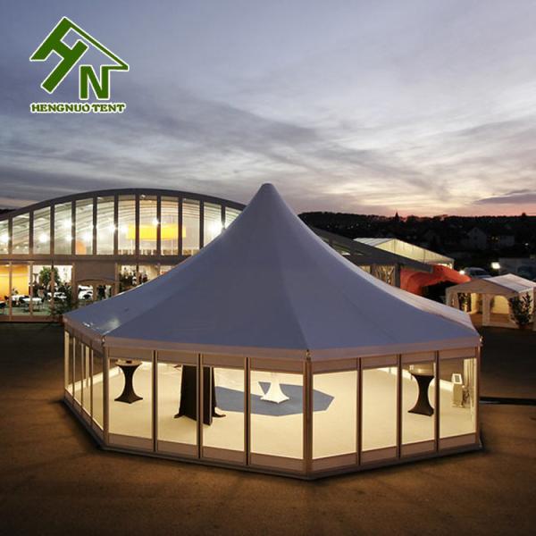 Diameter 10m Multi Sided Tent Hexagon Shape Tarp Glass Wall Reception Events