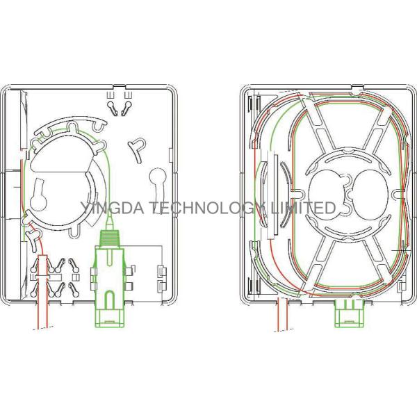 Коробка прекращения оптического волокна переходники SC 2 портов, 2 пролом в стене коробки прекращения волокон FTTH