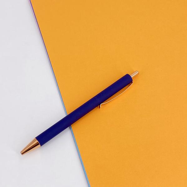 Press Type Business Office Pen Metal Ballpoint Pen With Spray Adhesive Process