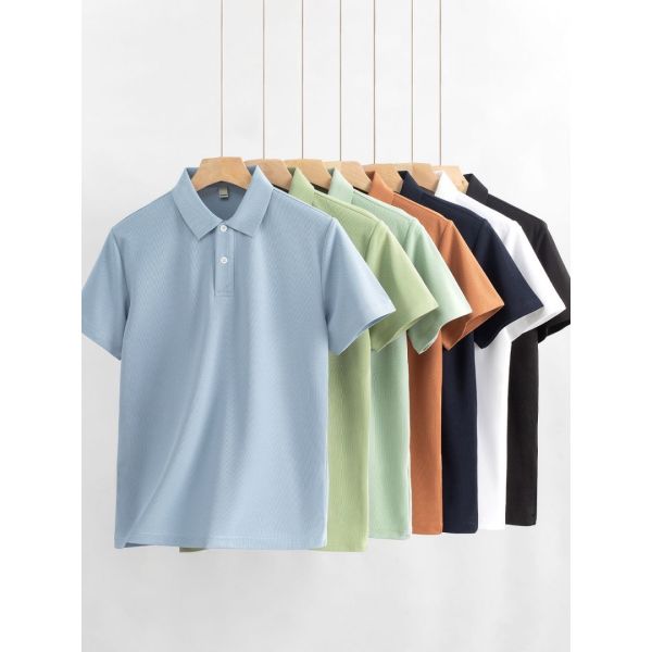 2180 Summer Hot Item 200g 100% Polyester Fiber Polo Shirt Simple Commuting T-shir