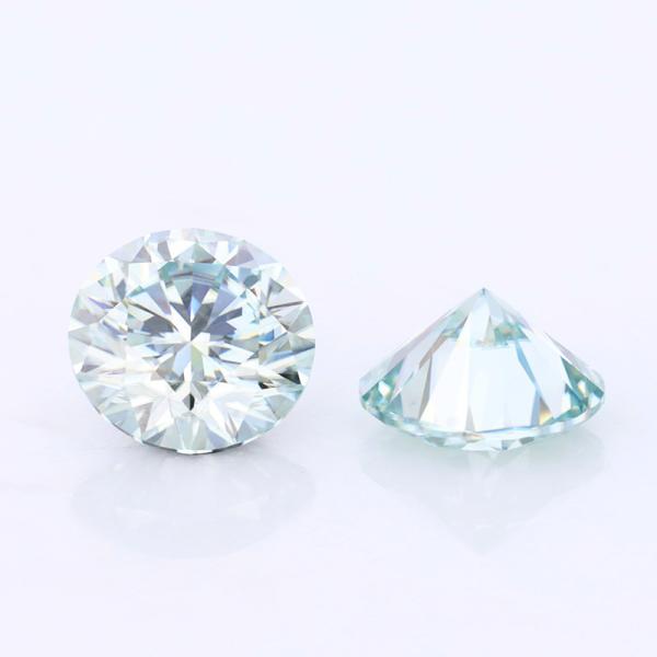 Round Brilliant Cut Silicon Carbide Light Blue Moissanite Lab Created 8mm