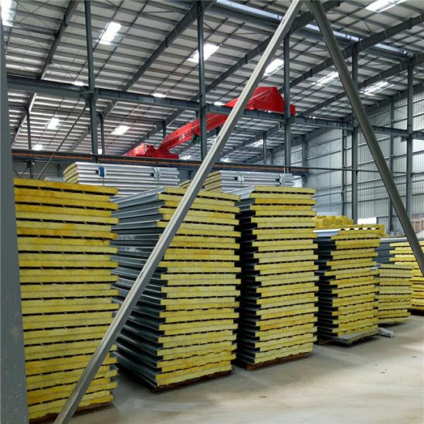 corrugated ivory white color steel sheet glass wool sandwich panel 5950 x 960 x 50mm
